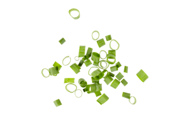 fresh green onion leek rings isolated on white or transparent png