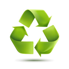 Obraz premium Clean green recycle symbol in simple vector style on white isolated background, clear and bright eco-friendly design ideal for environmental awareness, sustainability, and recycling use in projects