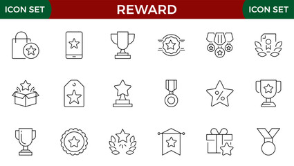reward line icons set. Stroke vector elements for trendy design. Simple pictograms for mobile concept and web apps.