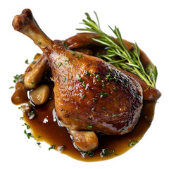 Roasted Chicken Leg Recipe on white background