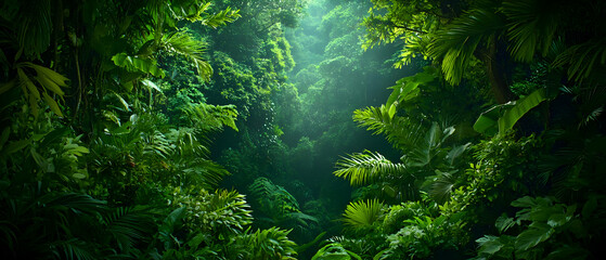 Green Lush Forest Canopy Sunlight