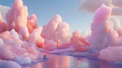 Dreamy pastel cloudscape abstract art