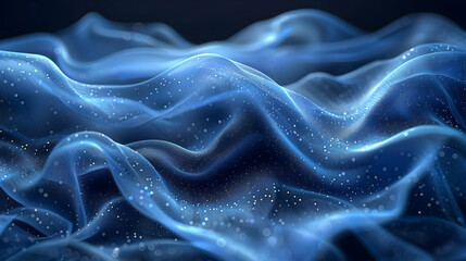 Obraz premium Abstract 3D Blue Background with Soft Waves and Glowing Particles