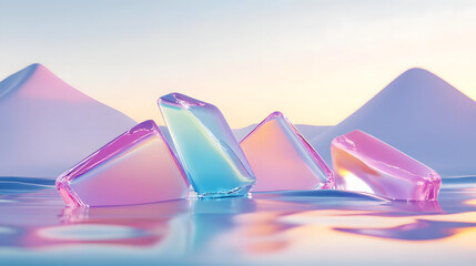 Dreamy pastel mountain landscape