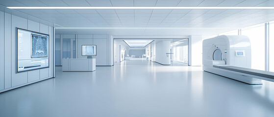Modern White Hospital Corridor Interior