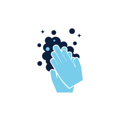 Washing hand icon flat style. How to wash your hand icon