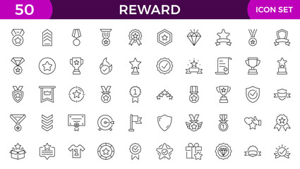 reward line icons set. Stroke vector elements for trendy design. Simple pictograms for mobile concept and web apps.