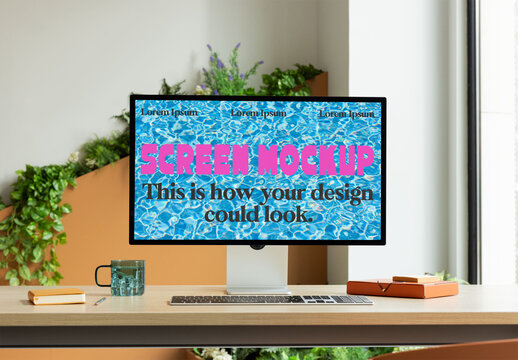 Modern Computer Workspace Mockup