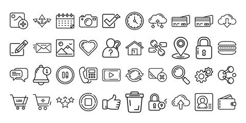 set of hand drawn vector website & mobile app icons