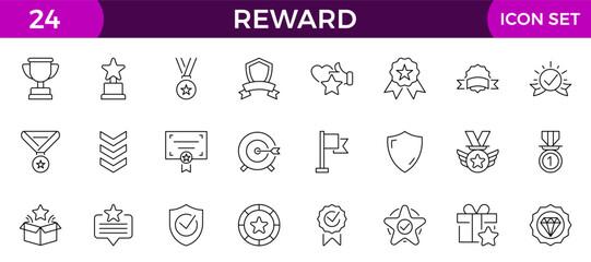 reward line icons set. Stroke vector elements for trendy design. Simple pictograms for mobile concept and web apps.
