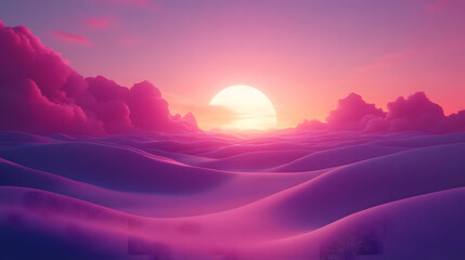 Dreamy pink purple sunset landscape