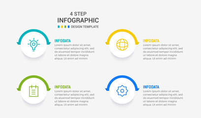 Fototapeta premium Four Step Infographic element design Vector template for presentation. process diagram and presentations step, workflow layout, banner, flow chart, info graphic vector illustration.