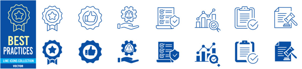 Best practices icon set. Editable line icons collection. Vector illustration.