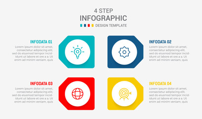 Four Step Infographic element design Vector template for presentation. process diagram and presentations step, workflow layout, banner, flow chart, info graphic vector illustration.
