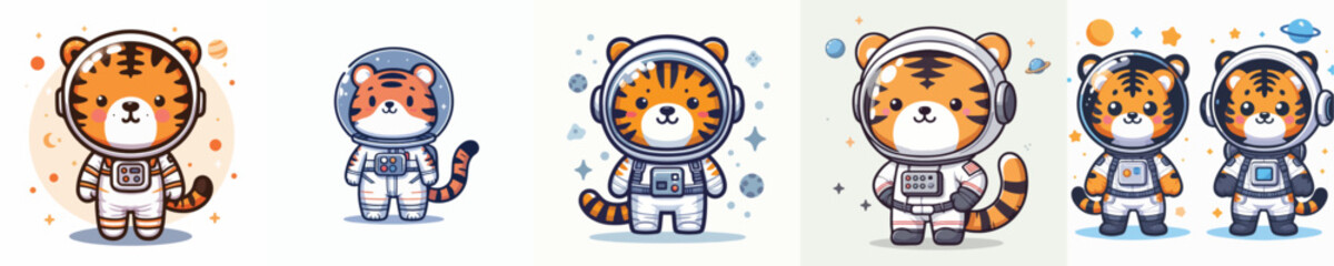 cute tiger vector in astronaut costume