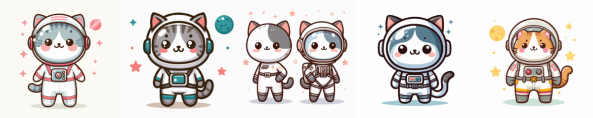 cute cat vector in astronaut costume