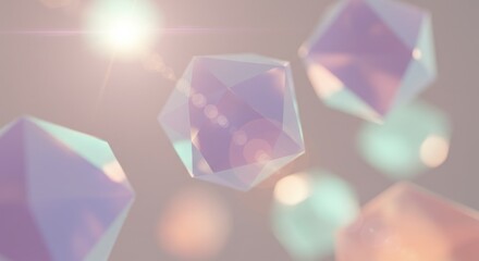 Fototapeta premium Floating geometric crystal shapes abstract background
