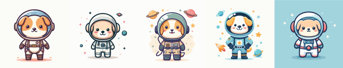 cute dog vector in astronaut costume