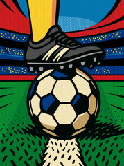 football kick off illustration pop art design vector art