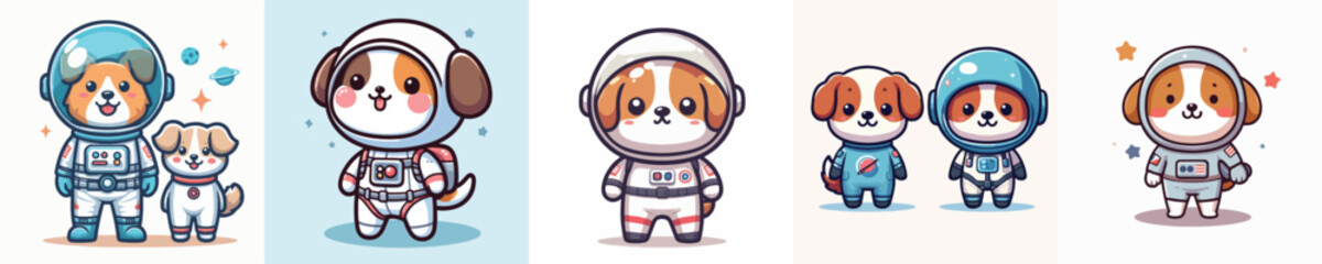 cute dog vector in astronaut costume
