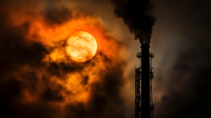 Sunset Smog: Factory Pollution Darkens Sky