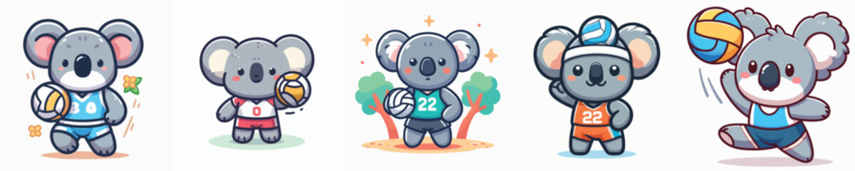 cute koala vector playing volleyball