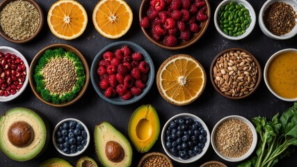 Naklejka premium Healthy Superfoods Assortment for Clean Eating
