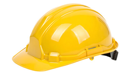 Fototapeta premium Yellow safety construction helmet designed for maximum protection, equipped transparent background
