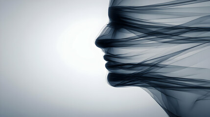 of a neural network forming inside a translucent head silhouette