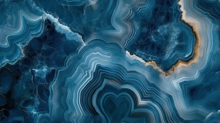 Abstract deep ocean agate pattern with swirling blues and textured bands