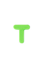 Colored clay shaped like the English letter T. light green, green