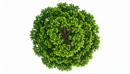Fototapeta premium vector green tree top view isolated on white background for landscape plan and architecture layout drawing, elements for environment and garden, green grass vector illustration 