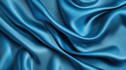 Abstract Turquoise Silk Fabric Background with Smooth Drapes and Soft Texture in Studio Lighting for Fashion Design
