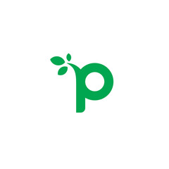 Letter P Leaf Nature Logo Design