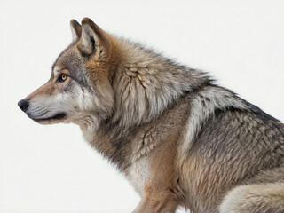 Obraz premium A profile image of a wolf seated calmly
