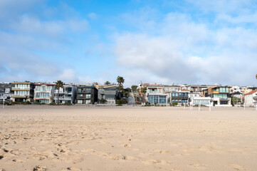 Large beach front homes lining the coast of Southern California