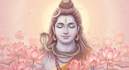 Hindu deity lord shiva peaceful
