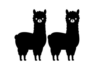 Two Llamas Standing Silhouettes with White Faces