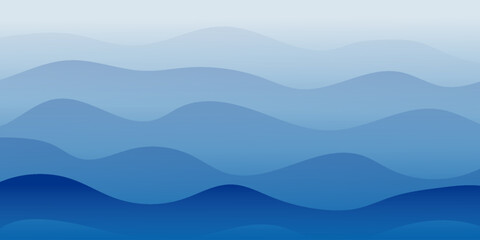 realistic blue gradation paper cut wave abstract background