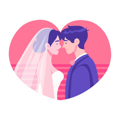 A flat style illustration showing marriage vows