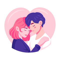 A flat style illustration showing romantic duo