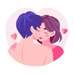 A flat style illustration showing couple romance