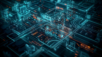 Abstract Digital Cityscape Network Design