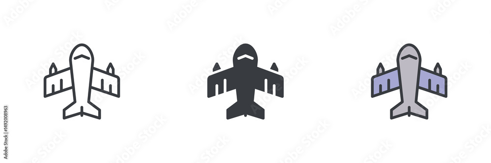 Poster airplane different style icon set