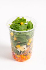 A delightful mix of fresh greens, corn, and colorful vegetables showcases healthy eating