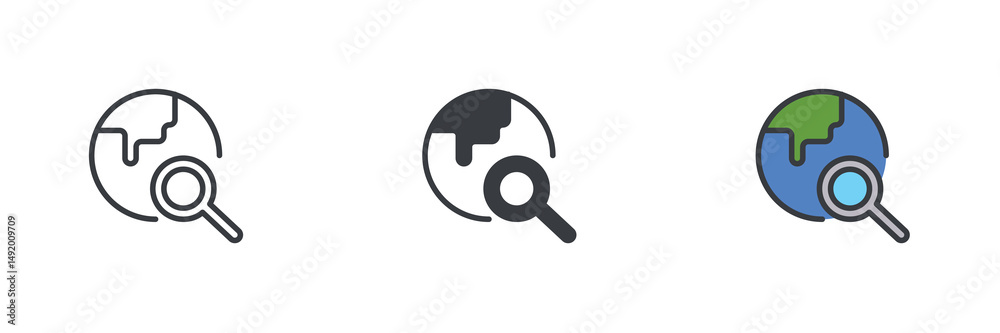 Poster Global search different style icon set