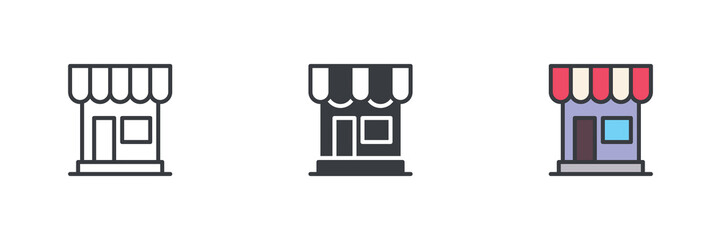 Store, shop different style icon set