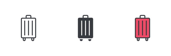 Travel luggage different style icon set