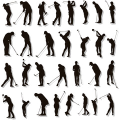 イラスト素材：スポーツシルエットゴルフ