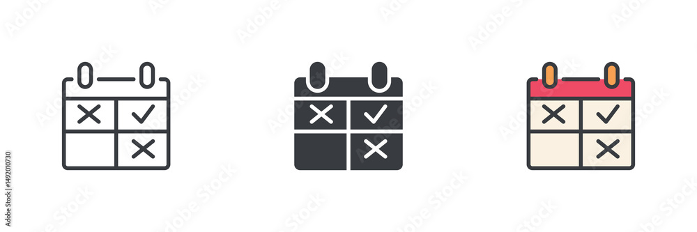 Poster vacation days scheduling different style icon set